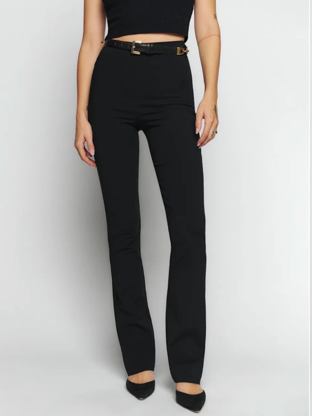 Reformation Black Kumquat Flare Leg Pant Large